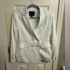 Sanctuary Linen Blend Double Breasted White Blazer Size XS GORGEOUS